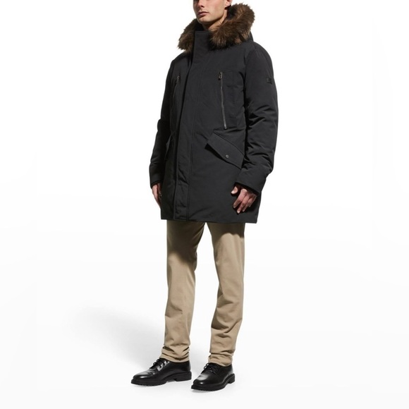 ANDREW MARC Ventura Lamb Fur-Lined & Faux Fur-Trimmed Parka in Black Men’s Sz S - Picture 3 of 16